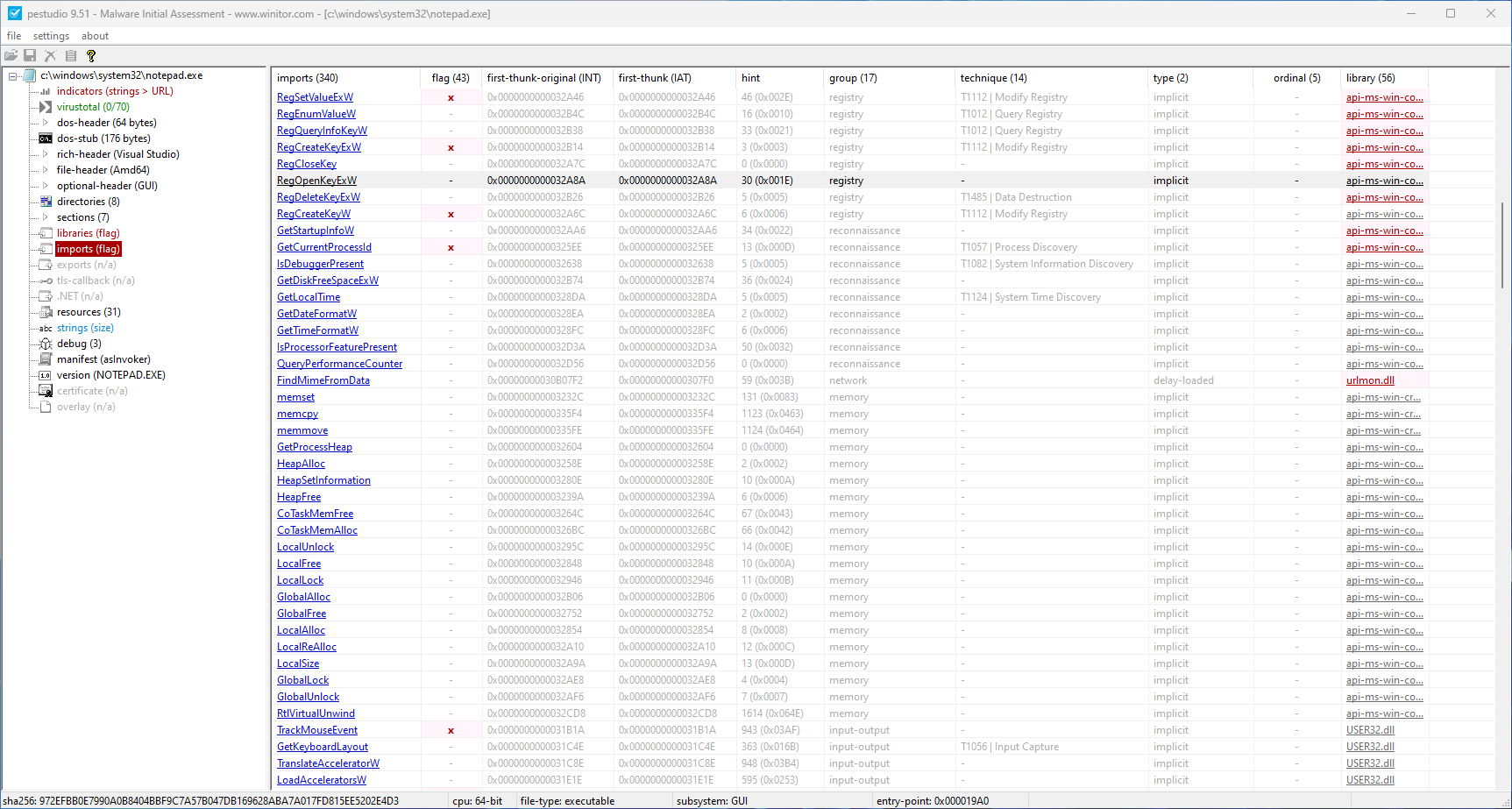 PEStudio Notepad.exe